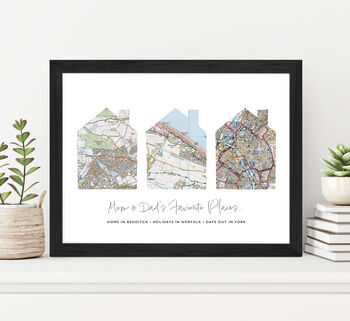 Personalised Three Favourite UK Locations Map Print, 3 of 9