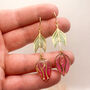 Pink Flower Statement Drop Earrings For Her, thumbnail 8 of 12