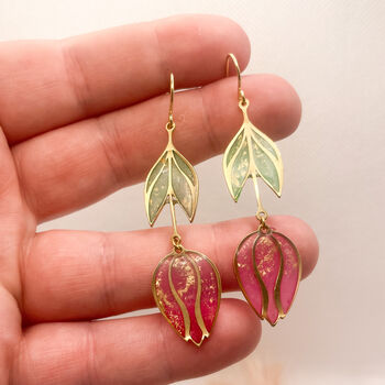 Pink Flower Statement Drop Earrings For Her, 8 of 12