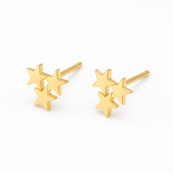 Gold Plated Sterling Silver Galaxy Star Stud Earrings – 8mm, 2 of 4