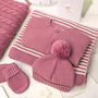 Luxury Baby Girl Dusky Rose And Cream Knitted Gift Box, thumbnail 4 of 12
