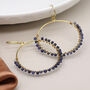 Gold Plated Large Hoop Earrings With Blue Sodalite Gems, thumbnail 2 of 2