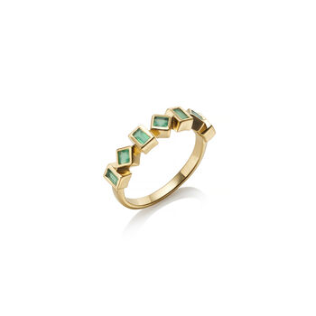 Green Onyx Geometric Half Eternity Ring In Gold Vermeil, 4 of 7