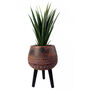 Large Composite Brown / Black Planter With Stand, thumbnail 1 of 7