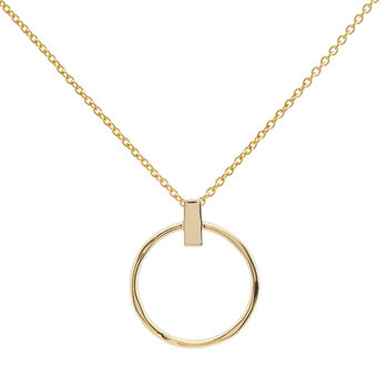 Granada Circle And Bar Yellow Gold Plated Necklace, 3 of 7