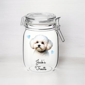 Personalised Bichon Frise Kilner Style Dog Treat Jar, 2 of 2