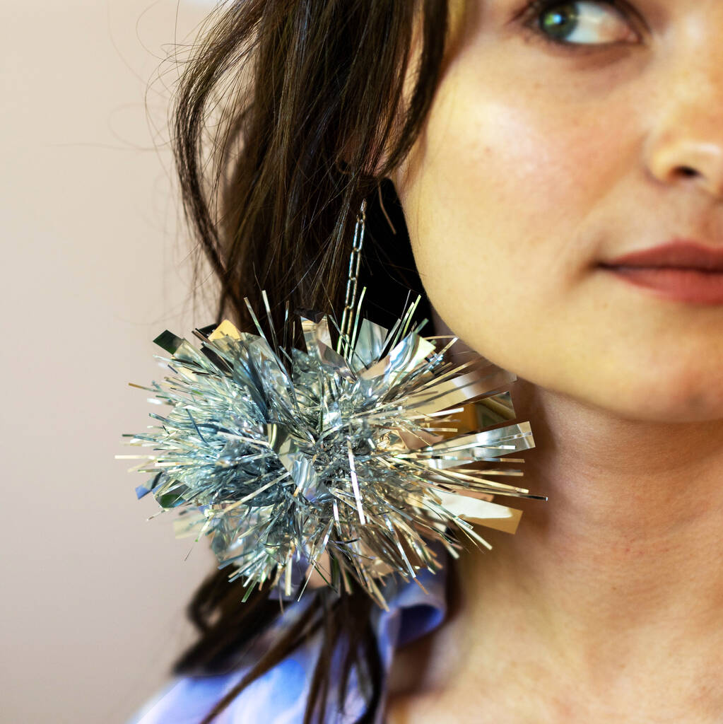 Tinsel Pom Pom Earrings By Lucent Studios