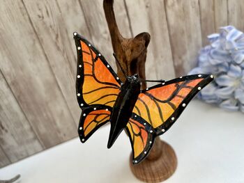 Handcrafted Monarch Butterfly Wooden Sculpture Ornament, 6 of 11