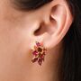 Large Red Gemstone Cluster Earrings In Sterling Silver And Gold, thumbnail 2 of 12