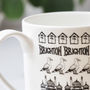 Brighton Beach Huts Illustrated Black And White Mug, thumbnail 3 of 8