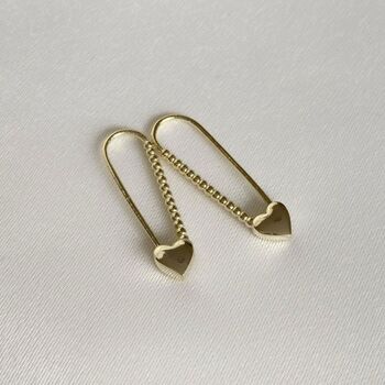 Heart Beaded Safety Pin Sterling Silver Earring, 7 of 9