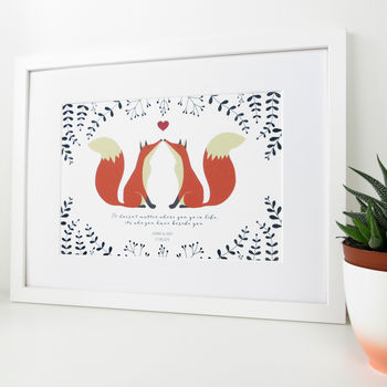 Personalised Fox Couple Print Gift, 3 of 8