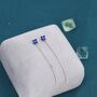 Sterling Silver Sapphire Blue Hydrangea Flower Cz Threader Earrings, thumbnail 4 of 9
