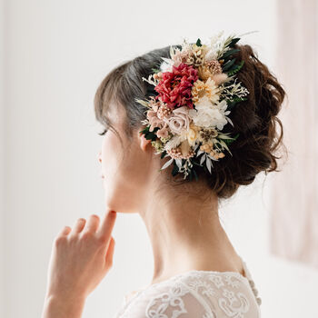 Ruby Dried Flower Bridal Wedding Headpiece, 2 of 3