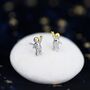 Sterling Silver Extra Tiny Spaceman Astronaut Stud Earrings, thumbnail 5 of 12
