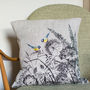Embroidered 'Blue Tit' Cushion, thumbnail 1 of 3