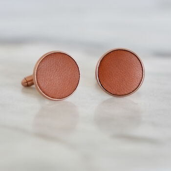 Secret Message Copper And Real Leather Cufflinks, 5 of 10