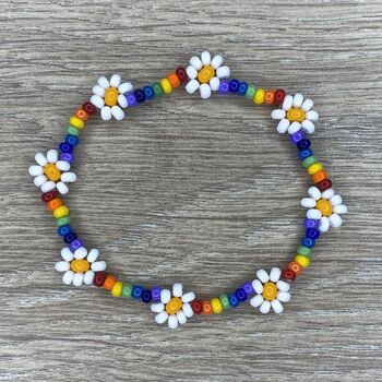 Rainbow Daisy Beaded Bracelet, 2 of 10