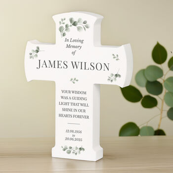 Personalised Memorial Cross Wooden Ornament, 3 of 5