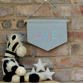 Personalised Name Banner Flag For Nursery Or Bedroom, 2 of 10