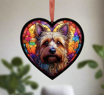 Cairn Terrier Stained Glass Effect Heart Suncatcher, 7 of 7