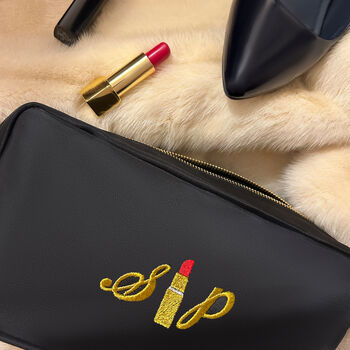 Personalised Lipstick Embroidered Monogrammed Bag, 6 of 8