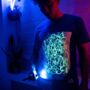 Adults Unisex Interactive Green Glow T Shirt Royal Blue, thumbnail 1 of 7