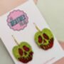 Poison Apple Glitter Statement Earrings / Dark Fairytale Jewellery Small Sparkly Evil Queen Earrings / Spooky Jewellery, thumbnail 6 of 8
