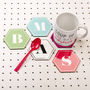 Personalised Hexagonal Monogram Coasters, thumbnail 1 of 5