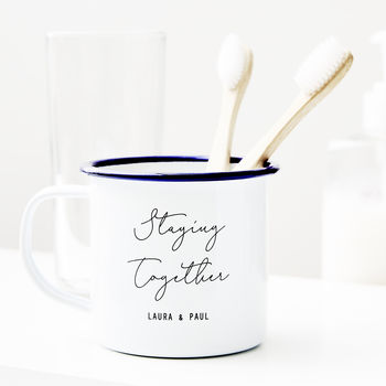 Personalised Couples Toothbrush Enamel Mug, 2 of 5
