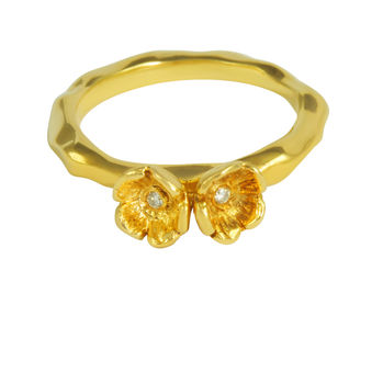 Diamond Forget Me Not Ring In Gold Plated Silver, 2 of 4