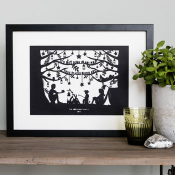Personalised Camping Print Or Papercut In Mount, 3 of 9