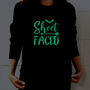 Sheet Faced Funny Glow In The Dark Sweatshirt Halloween, thumbnail 2 of 2