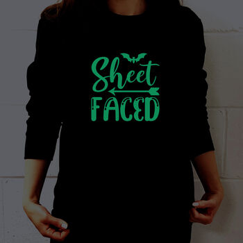 Sheet Faced Funny Glow In The Dark Sweatshirt Halloween, 2 of 2