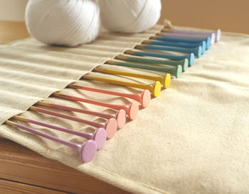 Wooden Knitting Needles Rainbow Dip Painted Set, 3 of 9