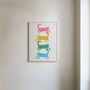 Stack Of Colourful Cats Art Print, thumbnail 1 of 3
