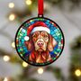 Vizsla In Santa Hat Suncatcher Decoration, thumbnail 6 of 6