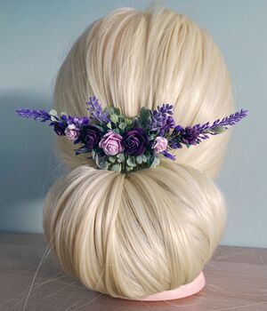Shades Of Purple Flower Hair Comb, 3 of 6
