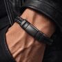 Men’s Adjustable Black Double Leather Bracelet – 12mm Woven Design With Black Stainless Steel Clasp, thumbnail 4 of 9