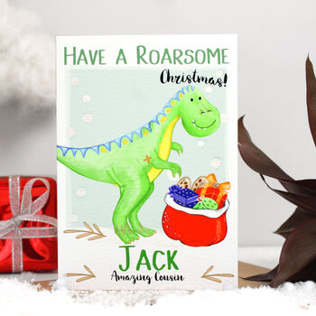 Personalised Dinosaur Relation Christmas Card, 6 of 8