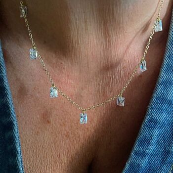 Baguette Diamond Station Necklace, 2 of 6