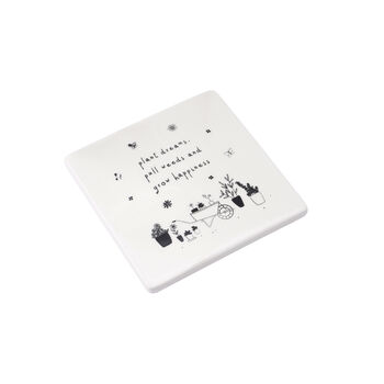 Ceramic 'Plant Dreams, Pull Weeds…' Coaster, 2 of 2