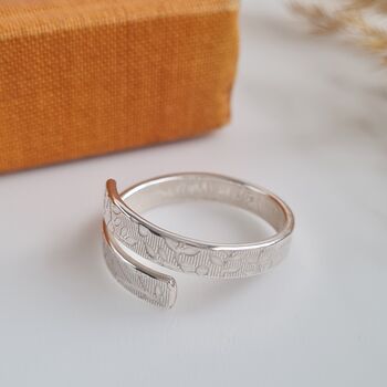 Sterling Silver Floral Band Ring, 7 of 9