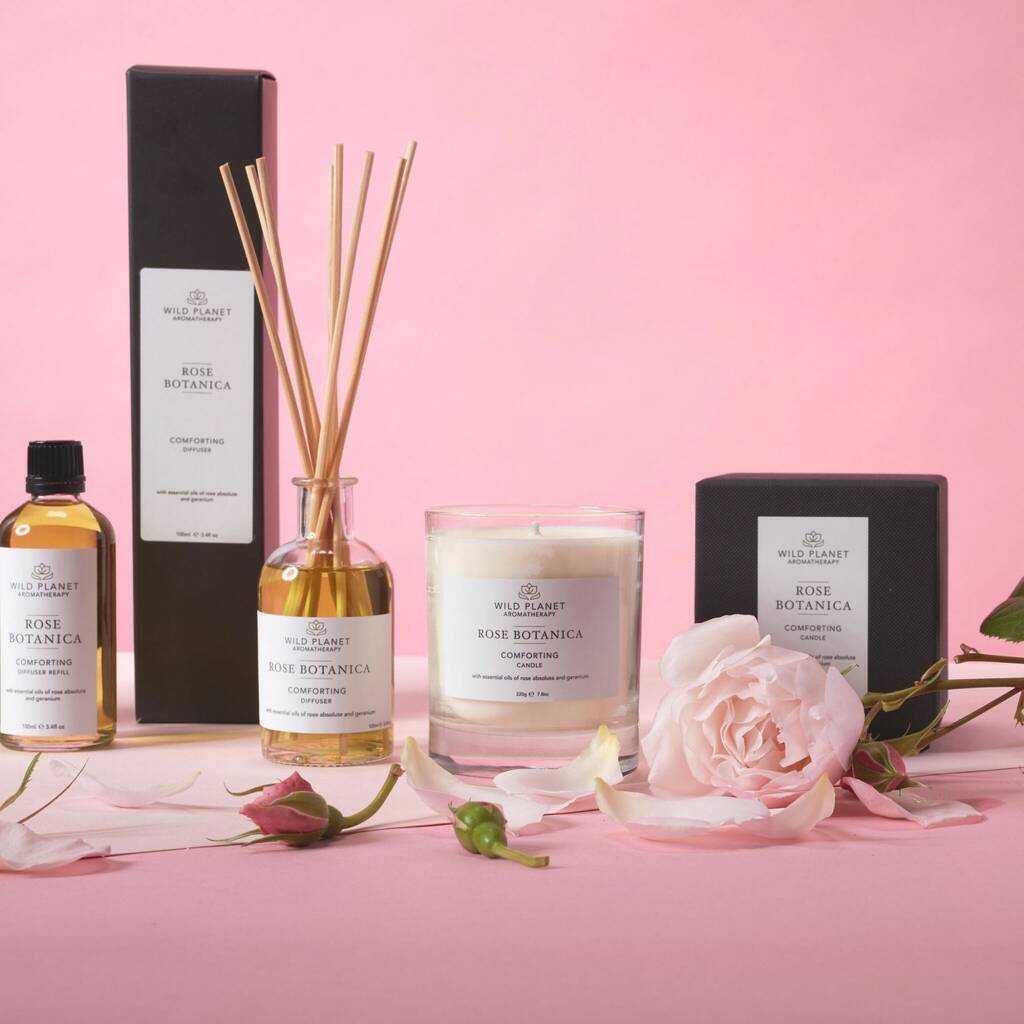 Rose Diffuser With Essential Oils By Wild Aromatherapy