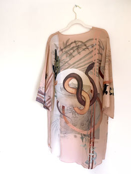 Silk Kimono Jacket 'Mirage' Print In Neutral Tones Size, 4 of 8