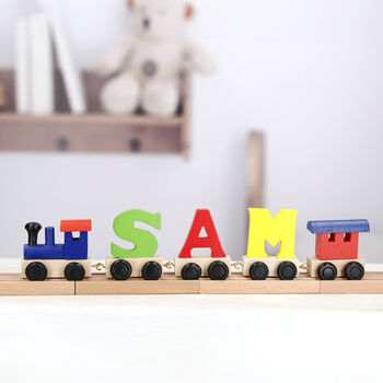 Personalised Childrens Wooden Name Train Set, 4 of 4