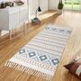 Blue Vintage Cotton Area Rug Runner, thumbnail 1 of 7