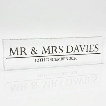 Personalised Mr And Mrs Acrylic Block Wedding Top Table Keepsake With Names, 5 of 5