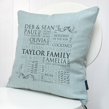 Personalised Family Word Art Piped Cushion, 3 of 4