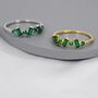 Emerald Green Baguette Cz Cluster Ring Sterling Silver, thumbnail 2 of 11